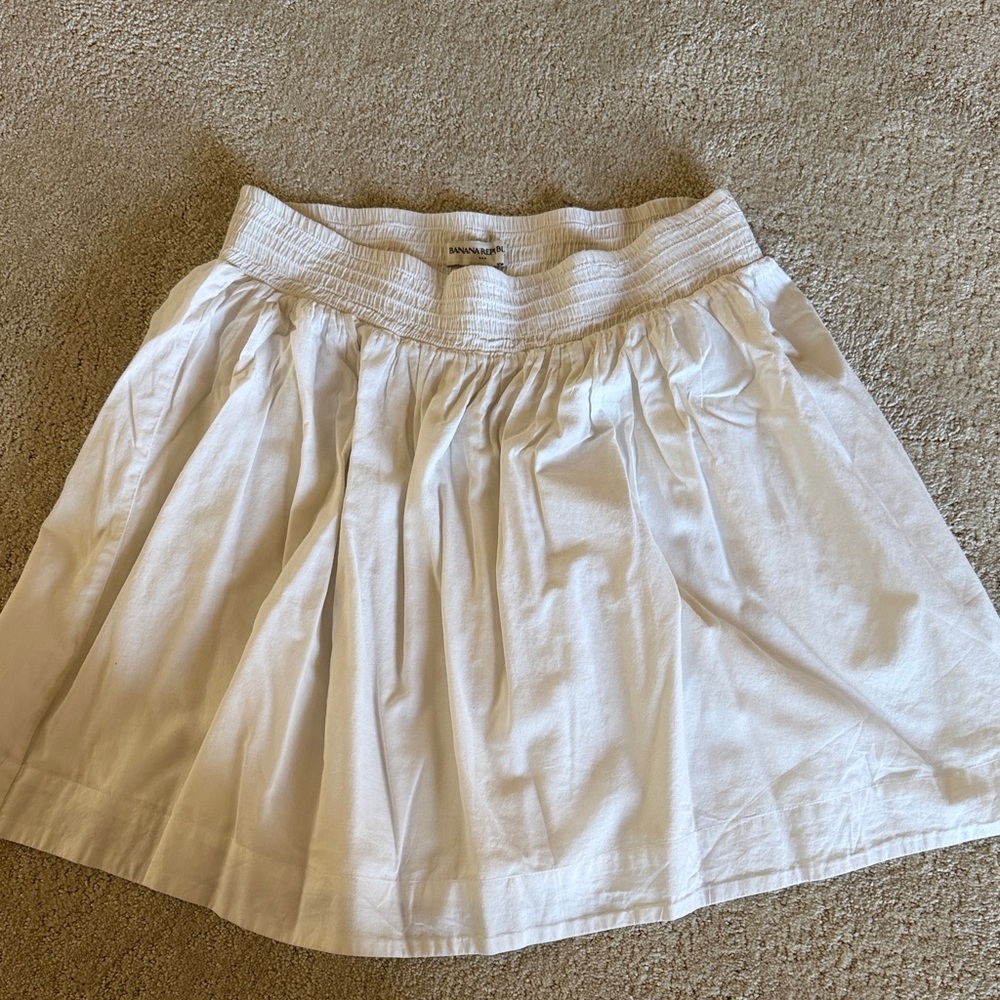 Banana Republic White Gathered Cotton Skirt - Unbranded